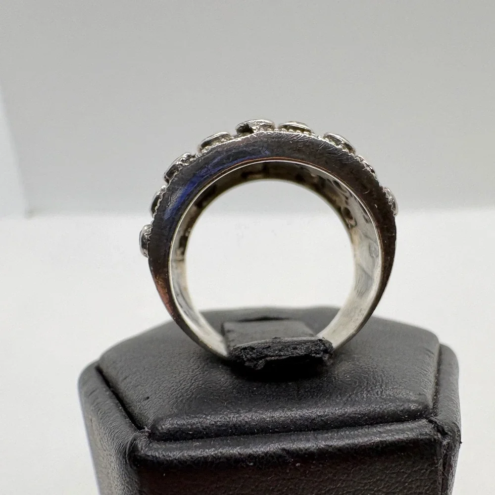 Victoria Townsend DBJ Sterling Silver 925 CZ Marcasite Vintage Wide Band Ring 7